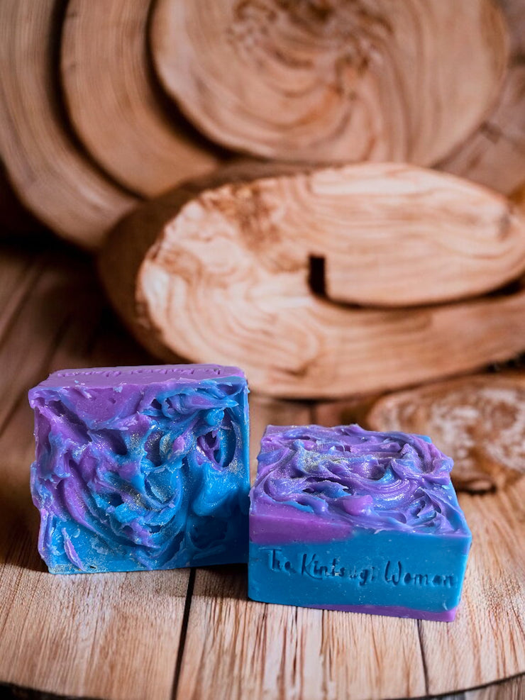 Blue and Purple Vegan Soap scented in White Sage and Lavender