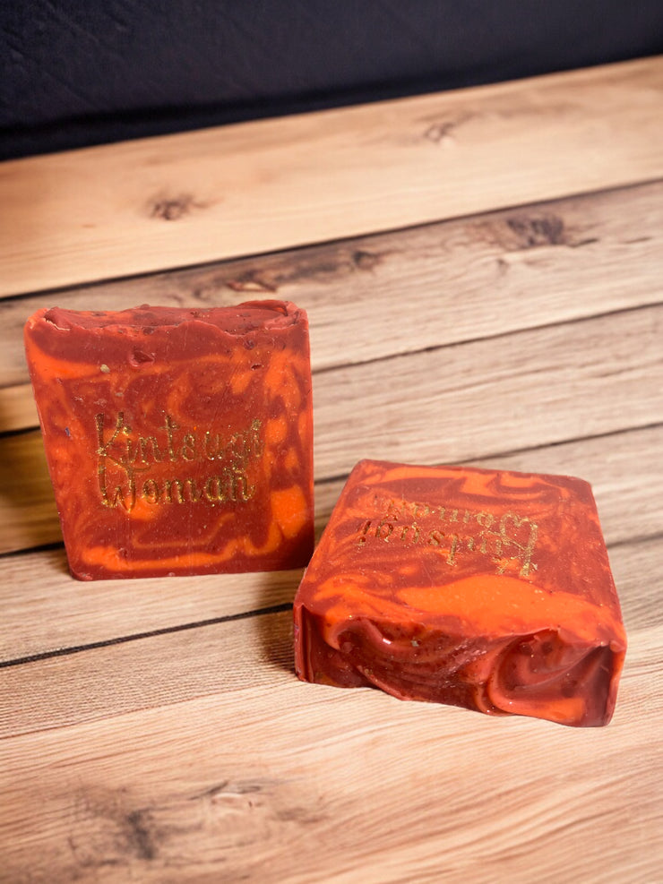Handmade Orange and Red soap Soap scented with Amber and Bergamot 
